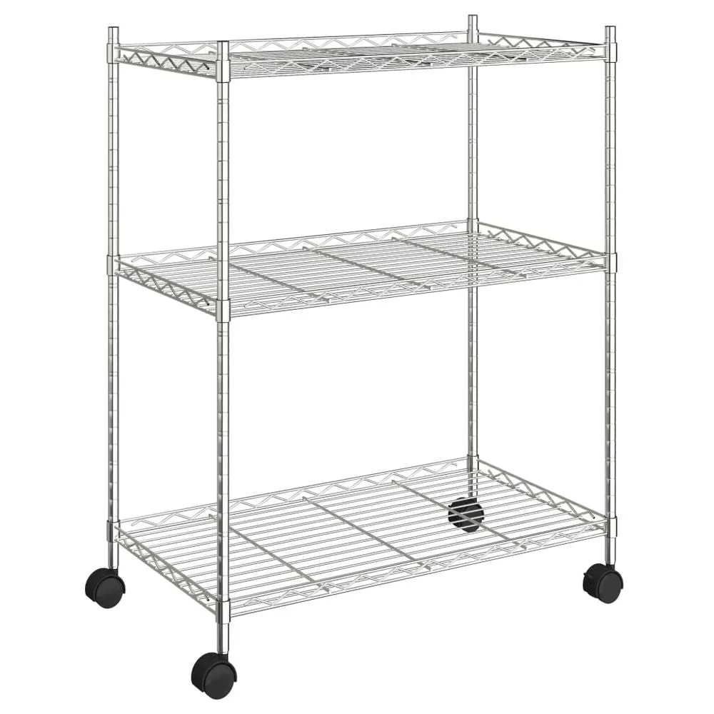 3-Tier Rolling Cart with Wheels - Chrome Utility Rack