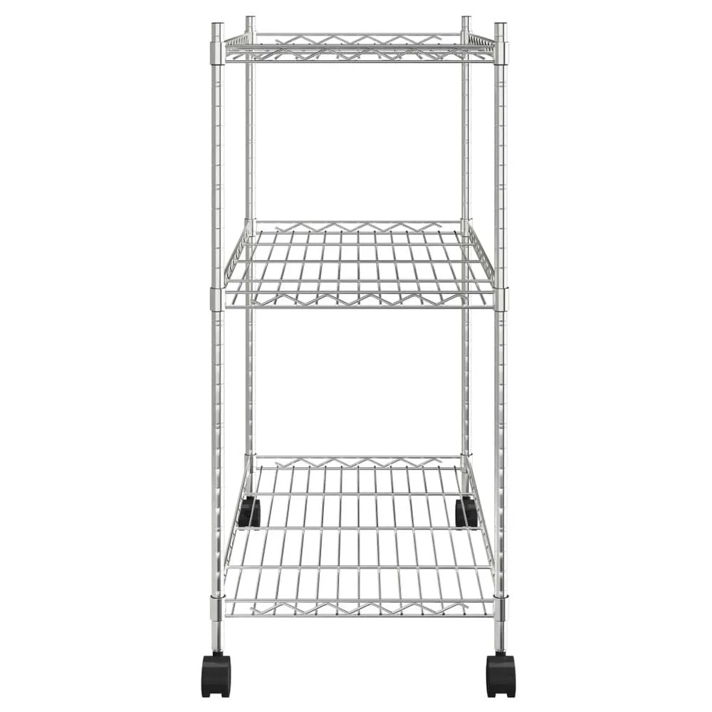 3-Tier Rolling Cart with Wheels - Chrome Utility Rack