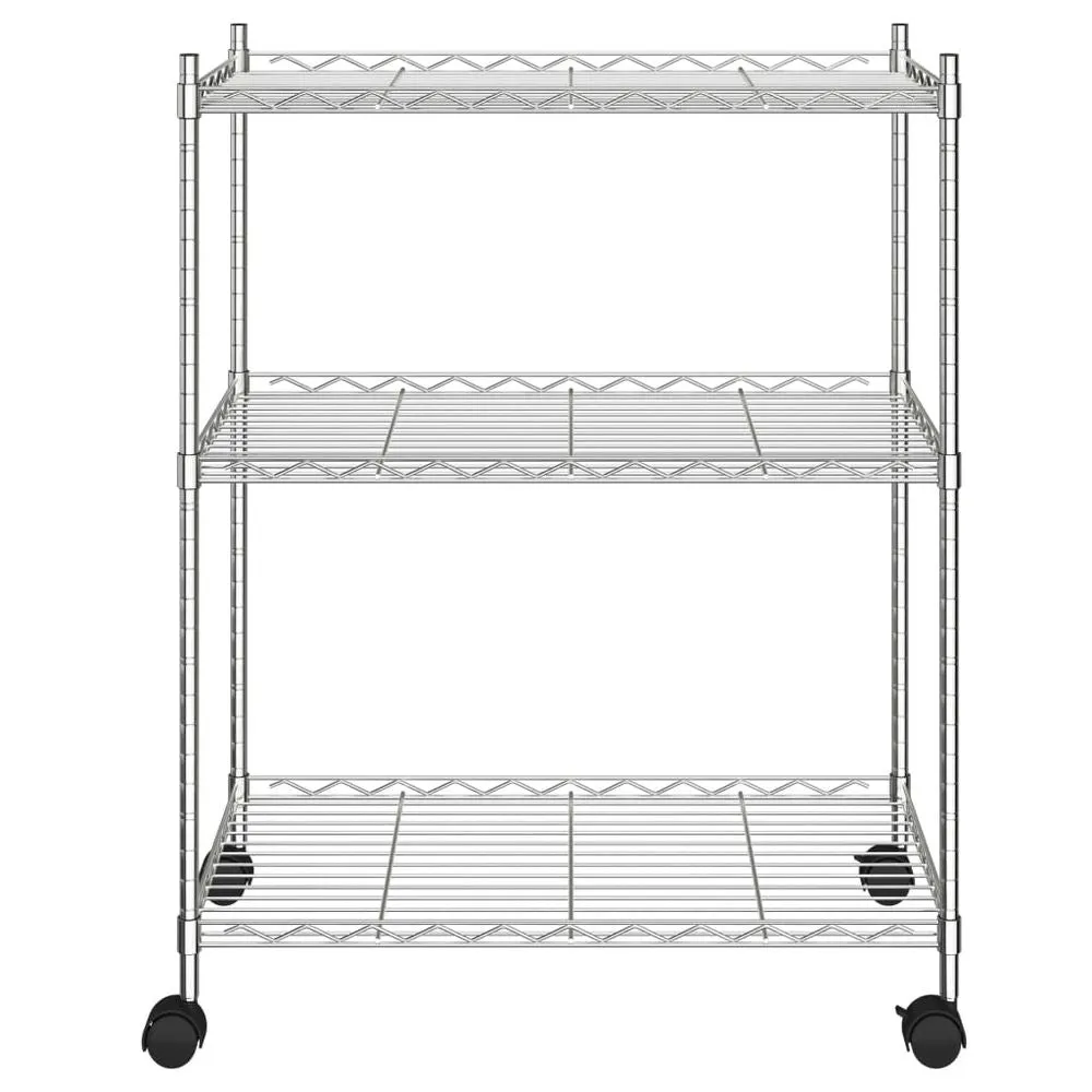 3-Tier Rolling Cart with Wheels - Chrome Utility Rack