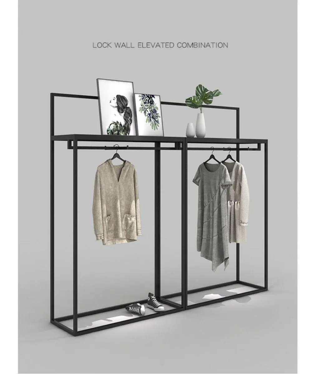 Clothes Rack Display Shelf Minimalist Display Shelf Floor to Ceiling Shelf Hanging Clothes Rack