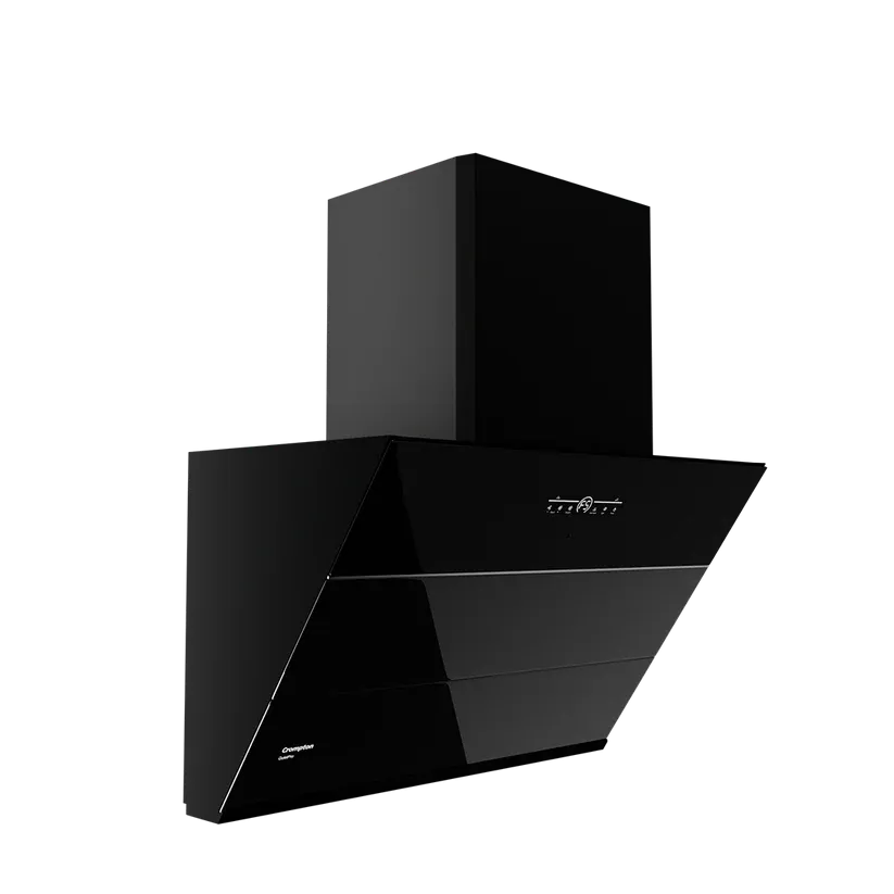Crompton CHD-QPVI75FLE-MBL-Curved Wall Mounted Chimney QuietPro 75 cm