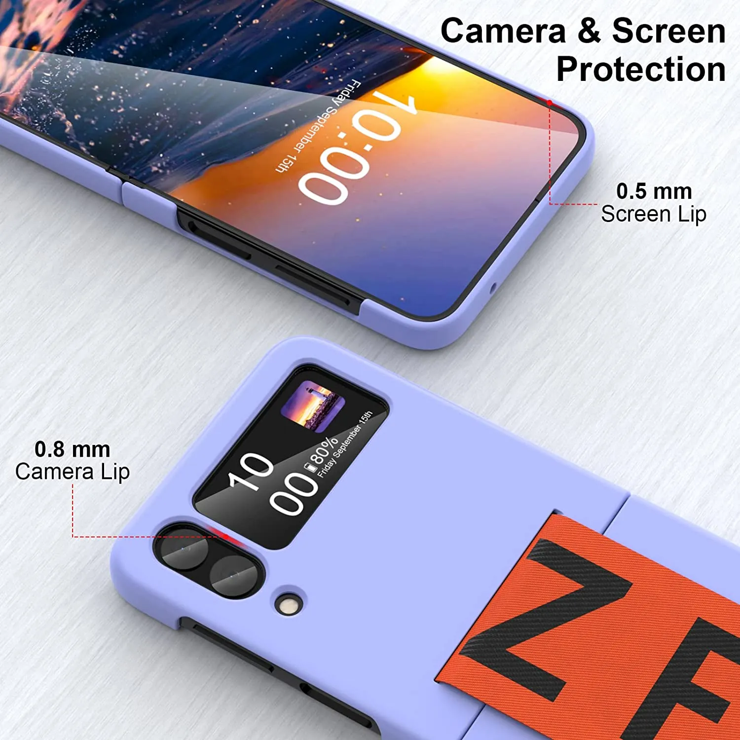 Galaxy Z Flip 4 Phone Case Silicone Protective Cover -Purple