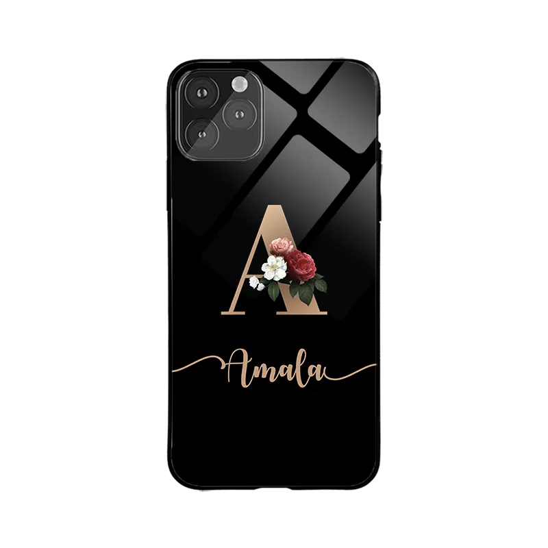 Glossy Protective Case With Floral Letter Name