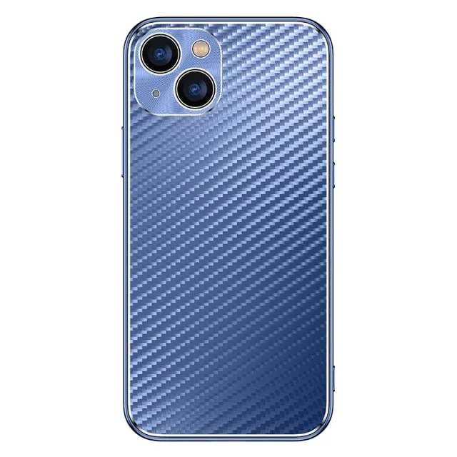 Luxury Hard Metal Carbon Fibre protective Back Cover Case For iPhone